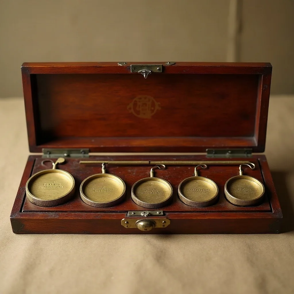 English apothecary brass weight set · c. 1890